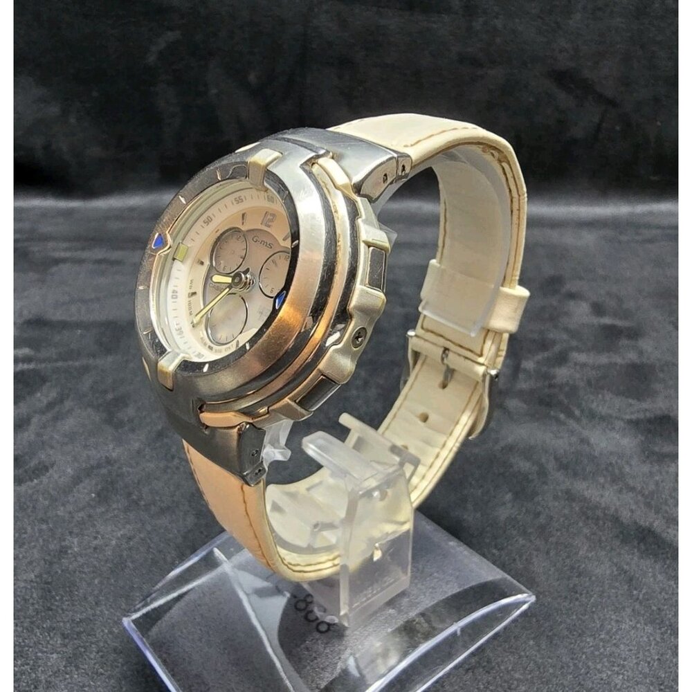 Ladies Casio G-MS MSG-1010L Module 2787 White Resin Digital Analog Watch New Bat